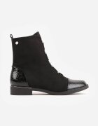 vices Botine Negre cu Inserții Lăcuite în Stil Crocodil Olitta