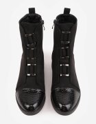 vices Botine Negre cu Inserții Lăcuite în Stil Crocodil Olitta