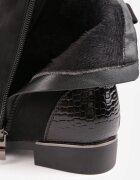vices Botine Negre cu Inserții Lăcuite în Stil Crocodil Olitta