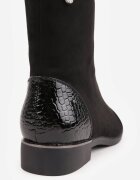 vices Botine Negre cu Inserții Lăcuite în Stil Crocodil Olitta