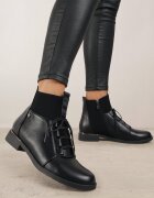 vices Botine negre cu șireturi cu inserții elastice Ganddie