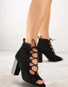 vices Botine Negre cu Toc cu Carâmb Perforat Nimidora