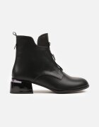 vices Botine Negre cu Toc cu Efect Crăpat Nunama