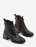 vices Botine Negre cu Toc cu Efect Crăpat Nunama