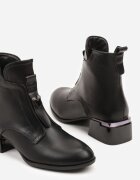 vices Botine Negre cu Toc cu Efect Crăpat Nunama