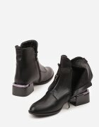 vices Botine Negre cu Toc cu Efect Crăpat Nunama