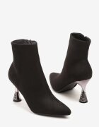 vices Botine Negre cu Toc Decorativ în formă de Clepsidră Zaive