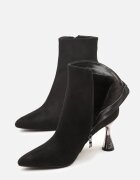 vices Botine Negre cu Toc Decorativ în formă de Clepsidră Zaive