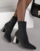 vices Botine Negre cu Toc Geometric cu Gambă Elastică Adinelle
