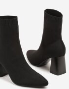 vices Botine Negre cu Toc Geometric cu Gambă Elastică Adinelle