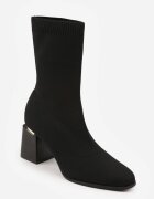 vices Botine Negre cu toc gros cu carâmb tip șosetă și aplicație metalică Anavita