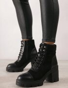 vices Botine Negre cu Toc Gros și Platformă cu Inserții Decorative Ezisha