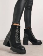 vices Botine Negre cu Toc Gros și Platformă cu Inserții Decorative Ezisha