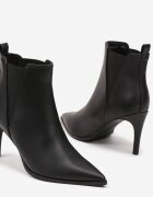 vices Botine Negre cu Toc Stiletto cu Vârf Ascuțit și Inserții Elastice Omelia
