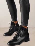 vices Botine Negre de tip Ghete cu Carâmb Asimetric Vamille