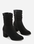 vices Botine Negre din imitație de piele întoarsă cu toc bloc și carâmb încrețit Ativitte