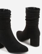 vices Botine Negre din imitație de piele întoarsă cu toc bloc și carâmb încrețit Ativitte