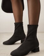 vices Botine Negre din Imitație de Piele Întoarsă cu Toc Gros cu Aplicație și cu Tijă Tip Șosetă Ravite