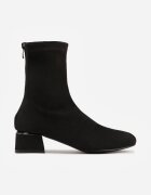 vices Botine Negre din Imitație de Piele Întoarsă cu Toc Gros cu Aplicație și cu Tijă Tip Șosetă Ravite