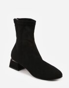 vices Botine Negre din Imitație de Piele Întoarsă cu Toc Gros cu Aplicație și cu Tijă Tip Șosetă Ravite