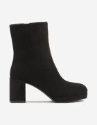 vices Botine Negre din Imitație de piele întoarsă cu Toc și Platformă cu Vârf Pătrat Faliresa