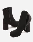 vices Botine Negre din Imitație de piele întoarsă cu Toc și Platformă cu Vârf Pătrat Faliresa