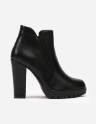 vices Botine Negre din Piele Ecologică cu Toc Bloc și Platformă Joasă Calarona