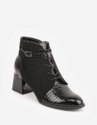 vices Botine Negre Ghete cu toc Decorate cu cataramă și cu efect lăcuit Medvira
