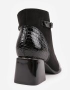 vices Botine Negre Ghete cu toc Decorate cu cataramă și cu efect lăcuit Medvira