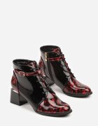 vices Botine Negre Ghete cu toc Decorate cu cataramă și cu efect lăcuit Roșii