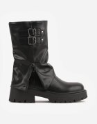 vices Botine Negre în stil moto cu manșetă răsfrântă cu Catarame Anivite