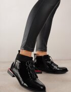 vices Botine Negre Lăcuite cu carâmb șnurat și imprimeu Ozvila