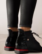 vices Botine Negre Lăcuite cu relief Ozvila