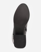 vices Botine Negre Lăcuite cu Toc Bloc cu Ornament Geometric și Șireturi Falassea