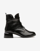 vices Botine Negre Lăcuite pe Toc cu Efect Crapat Nunama