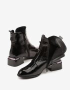vices Botine Negre Lăcuite pe Toc cu Efect Crapat Nunama