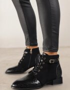 vices Botine Negre Ornamentate Imitație piele de șarpe și Cataramă Gelisa
