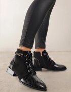 vices Botine Negre Ornamentate Imitație piele de șarpe și Cataramă Gelisa