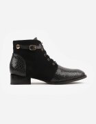 vices Botine Negre Ornamentate Imitație piele de șarpe și Cataramă Gelisa