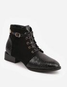 vices Botine Negre Ornamentate Imitație piele de șarpe și Cataramă Gelisa