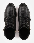 vices Botine Negre Ornamentate Imitație piele de șarpe și Cataramă Gelisa