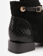 vices Botine Negre Ornamentate Imitație piele de șarpe și Cataramă Gelisa