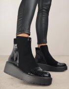 vices Botine Negre pe Platformă cu Imprimeu Crocodil Falarena