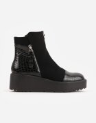 vices Botine Negre pe Platformă cu Imprimeu Crocodil Falarena