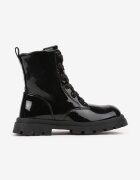 vices Botine Negre Plate Lăcuite Stil Worker Meristha
