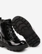 vices Botine Negre Plate Lăcuite Stil Worker Meristha