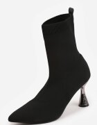 vices Botine negre slip-on cu toc clepsidră decorate cu zirconii Chrisea