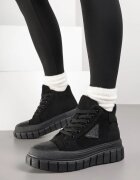 vices Botine Negre Stil Trapper cu Talpă Groasă Texturată cu Ornament Alurriva