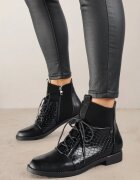 vices Botine Negre Tip Bocanci cu Model de Crocodil Alerriva