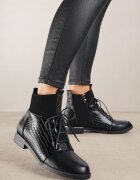 vices Botine Negre Tip Bocanci cu Model de Crocodil Alerriva